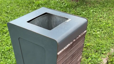 Square-outdoor-trash-bin Stock Footage 340292040