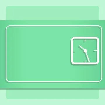 Square Outline of Analog Clock on Two Tone Pastel Backdrop. Modern Design Ideas イラスト素材