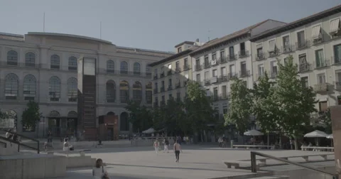 The Square outside the Reina Sofía Museum - Madrid, Spain - 4K Stock Footage 68559286