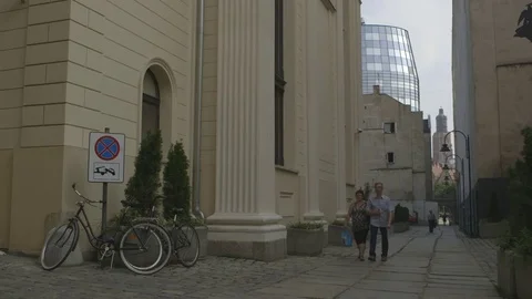 Square Outside of the White Stork Synagogue in Wroclaw, Poland Stock Footage 73488581