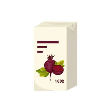 Square pack of juice from red beetroot with leaves Stock Illustration