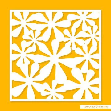 Square panel with floral pattern.  Ilustración de archivo