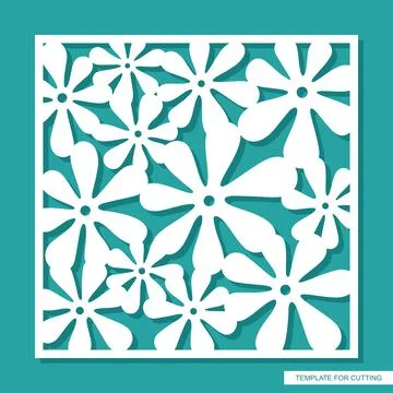 Square panel with floral pattern.  Stock Illustration
