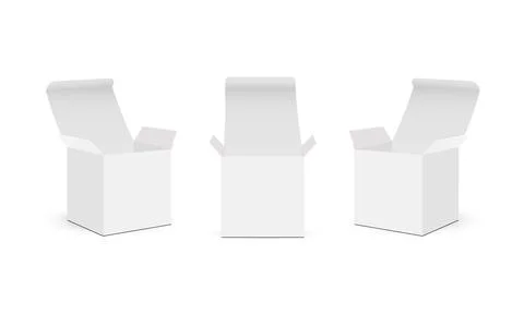 Square Paper Boxes Mockups with Opened Lid Stock Illustration