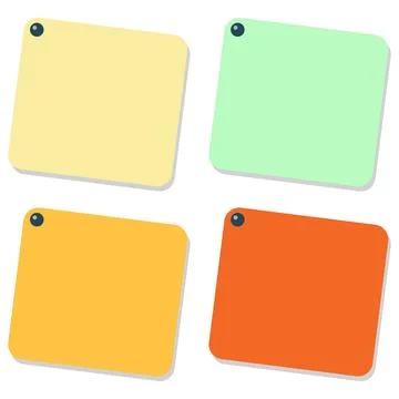 Square paper memo cards set vector illustration isolated on white background Stock Illustration