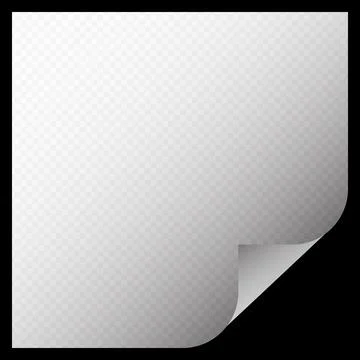 Square paper sheet with a curled corner on a black background Stock Illustration
