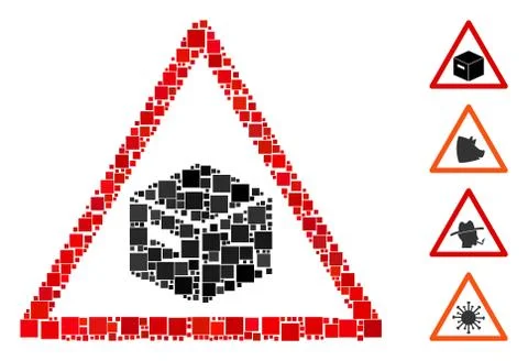 Square Parcel Warning Icon Vector Mosaic 스톡 일러스트