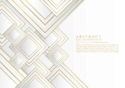 Square pattern overlap layer design white and gold color style with space for Stock Illustration