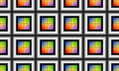 Square Pattern with Red, Yellow, Blue and Purple Stock Illustration