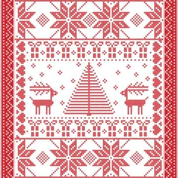 Square pattern with reindeers Stock Illustration