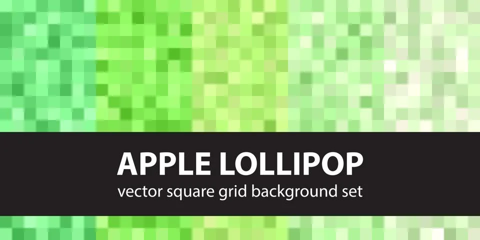 Square pattern set Apple Lollipop. Vector seamless pixel art backgrounds Stock Illustration