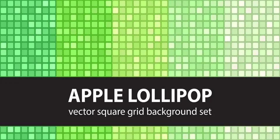 Square pattern set "Apple Lollipop". Vector seamless tile backgrounds Stock Illustration