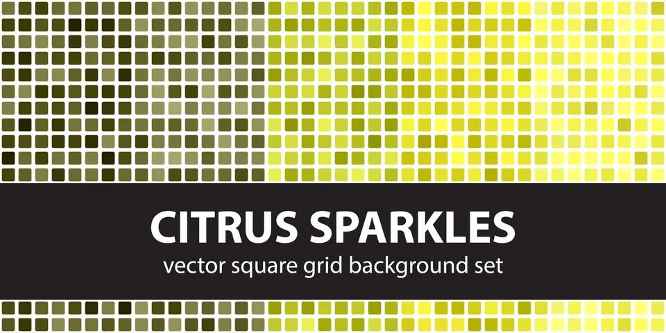Square pattern set Citrus Sparkles. Vector seamless geometric backgrounds Stock Illustration