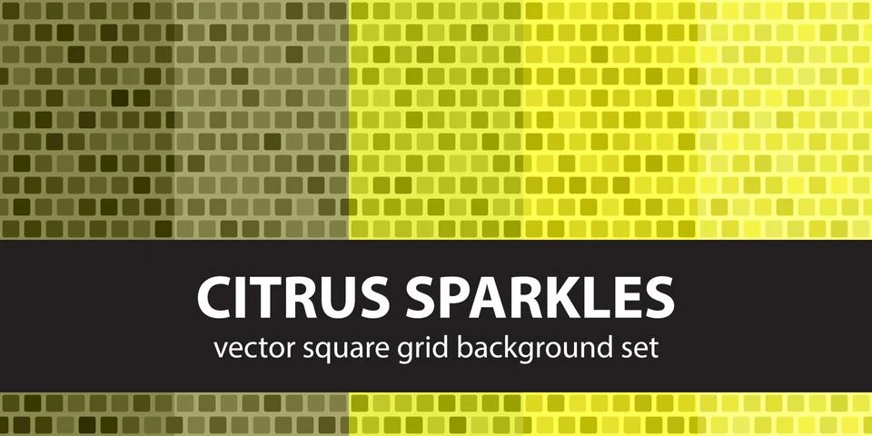 Square pattern set Citrus Sparkles. Vector seamless tile backgrounds Illustrazione stock