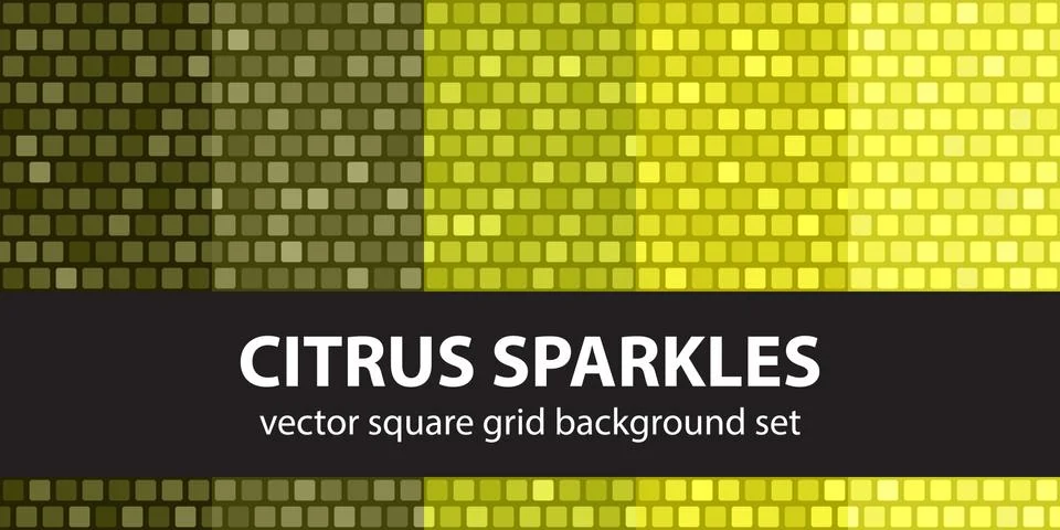 Square pattern set Citrus Sparkles. Vector seamless tile backgrounds Stock Illustration