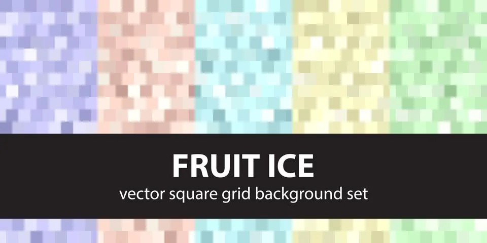 Square pattern set Fruit Ice. Vector seamless tile backgrounds Stock Illustration
