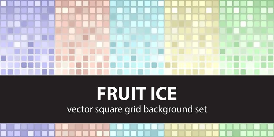 Square pattern set Fruit Ice. Vector seamless tile backgrounds Illustrazione stock