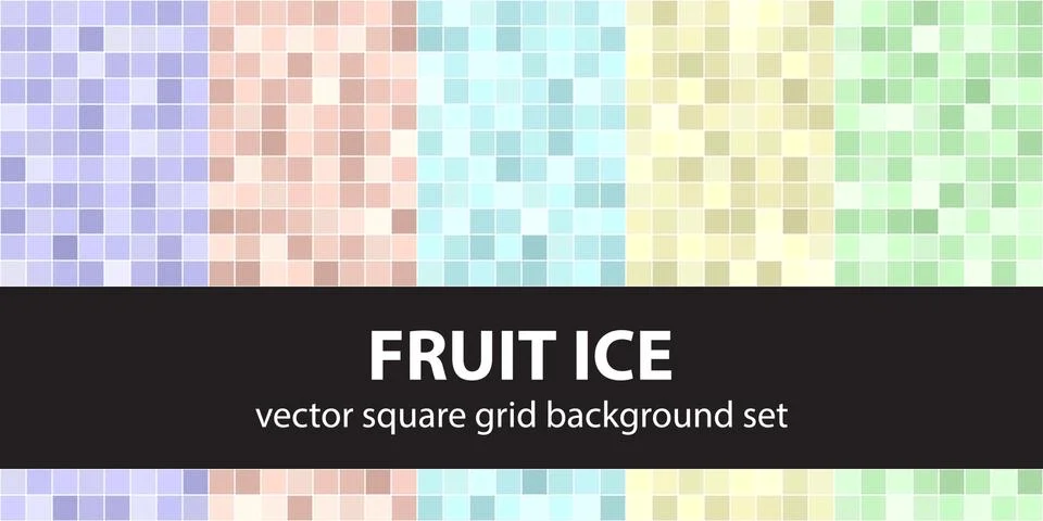 Square pattern set Fruit Ice. Vector seamless tile backgrounds Stock Illustration