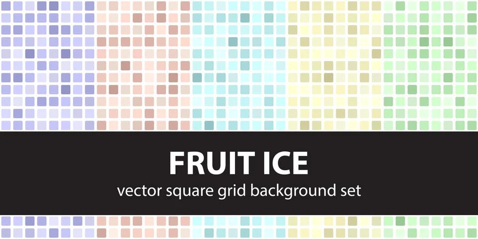 Square pattern set Fruit Ice. Vector seamless geometric backgrounds Stock Illustration