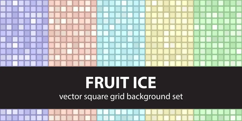 Square pattern set Fruit Ice. Vector seamless tile backgrounds 스톡 일러스트