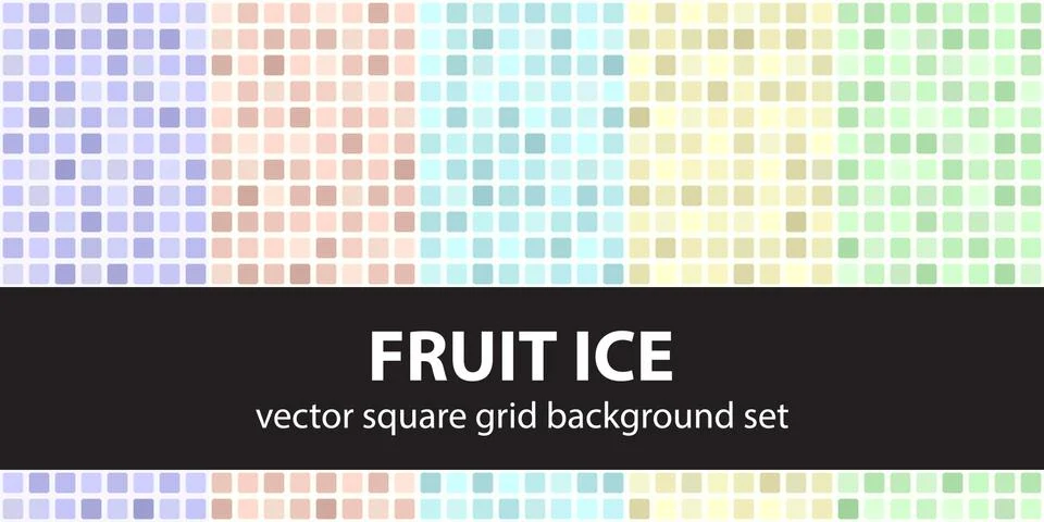 Square pattern set Fruit Ice. Vector seamless tile backgrounds イラスト素材