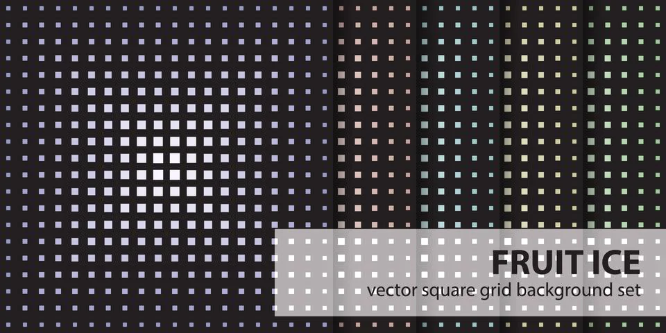 Square pattern set "Fruit Ice". Vector seamless geometric backgrounds Stock Illustration