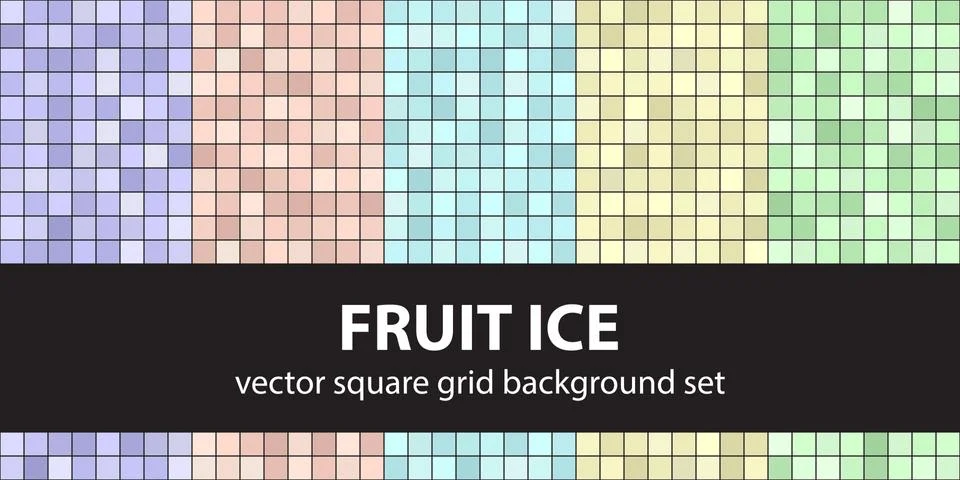 Square pattern set Fruit Ice. Vector seamless tile backgrounds Illustrazione stock