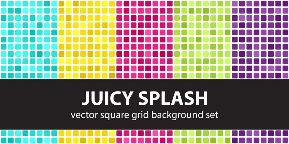 Square pattern set Juicy Splash. Vector seamless tile backgrounds Stock Illustration