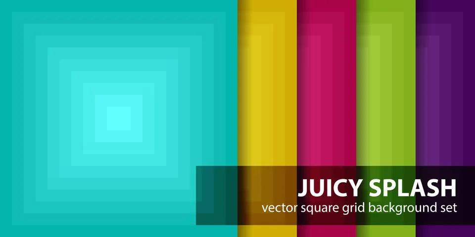 Square pattern set "Juicy Splash". Vector seamless gradient backgrounds Illustrazione stock