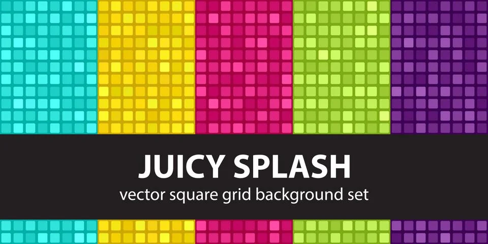 Square pattern set "Juicy Splash". Vector seamless tile backgrounds Illustrazione stock