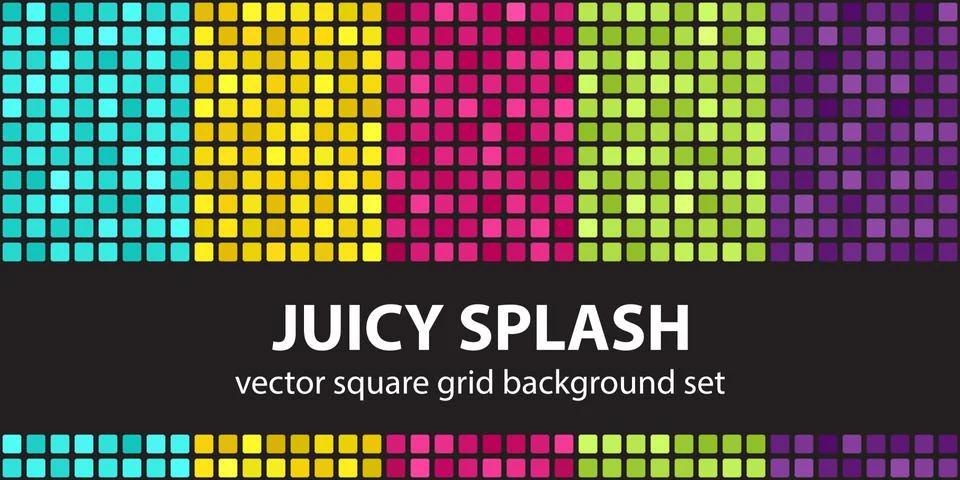 Square pattern set Juicy Splash. Vector seamless tile backgrounds Stock Illustration