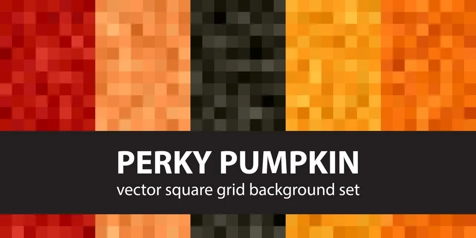 Square pattern set "Perky Pumpkin". Vector seamless backgrounds Stock Illustration