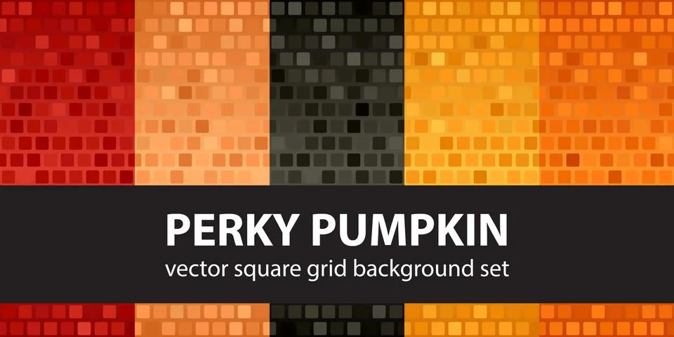 Square pattern set Perky Pumpkin. Vector seamless tile backgrounds 스톡 일러스트