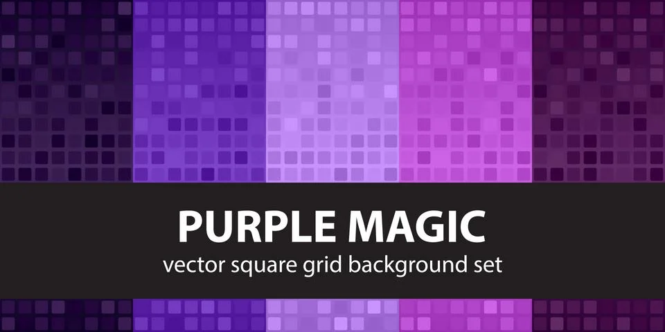 Square pattern set Purple Magic. Vector seamless tile backgrounds 库存插图