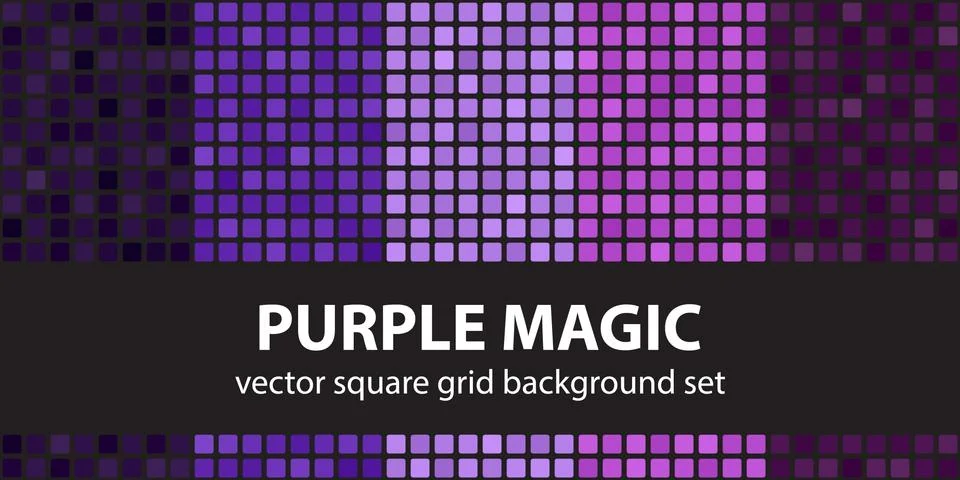 Square pattern set "Purple Magic". Vector seamless tile backgrounds Stock Illustration