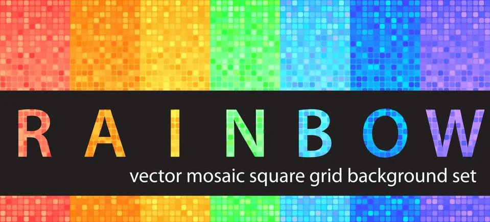 Square pattern set Rainbow. Vector seamless tile backgrounds Stock Illustration