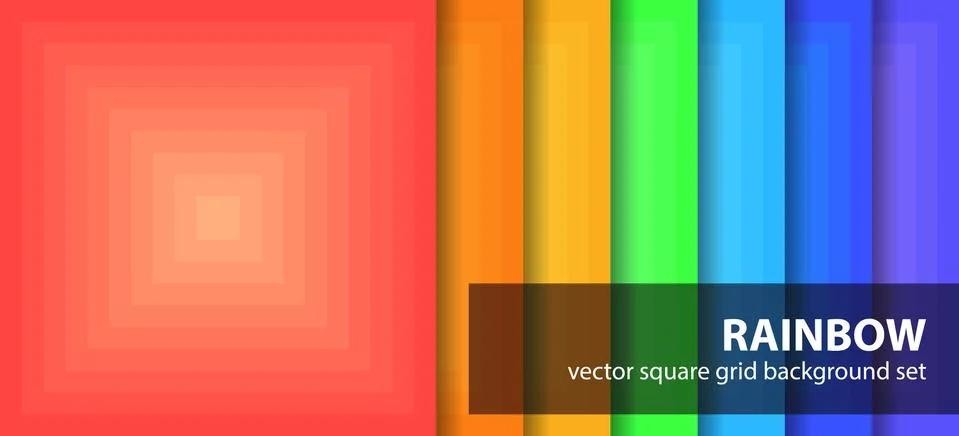 Square pattern set "Rainbow". Vector seamless geometric backgrounds Illustrazione stock