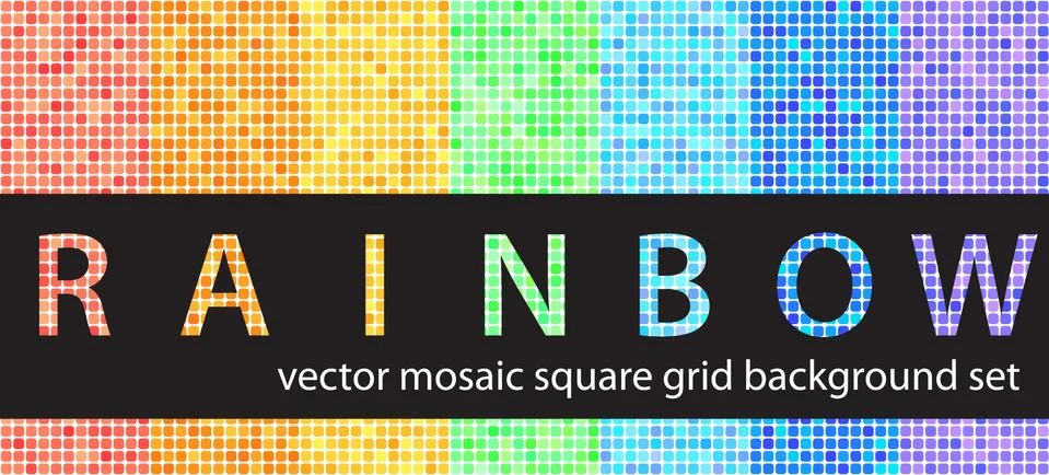 Square pattern set Rainbow. Vector seamless tile backgrounds Illustrazione stock