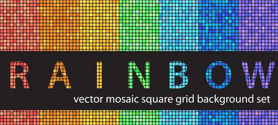Square pattern set Rainbow. Vector seamless tile backgrounds Stock Illustration