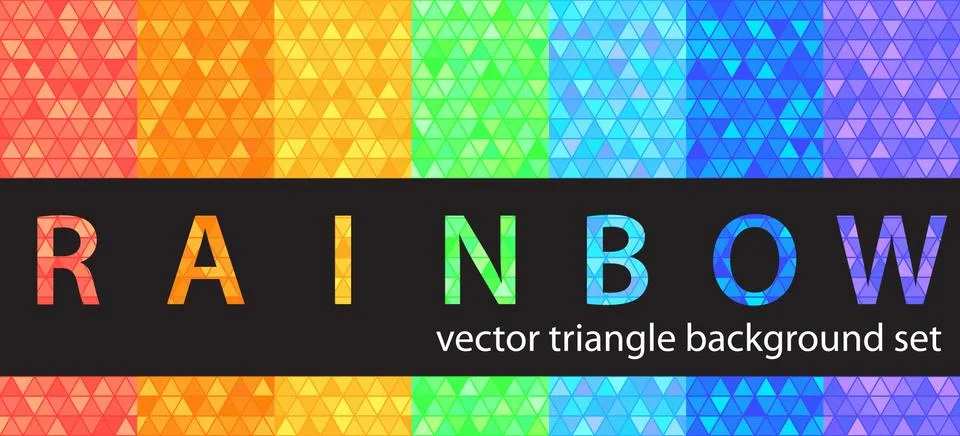 Square pattern set Rainbow. Vector seamless tile backgrounds Stock Illustration