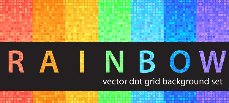 Square pattern set Rainbow. Vector seamless tile backgrounds Stock Illustration