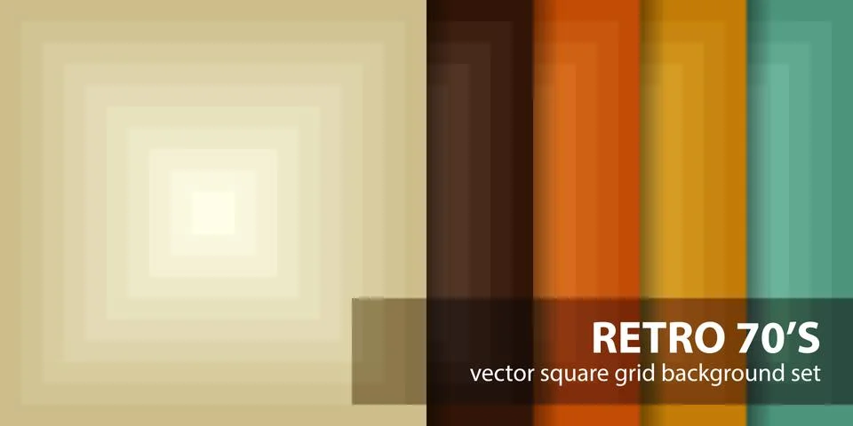Square pattern set "Retro 70's". Vector seamless geometric backgrounds Illustrazione stock