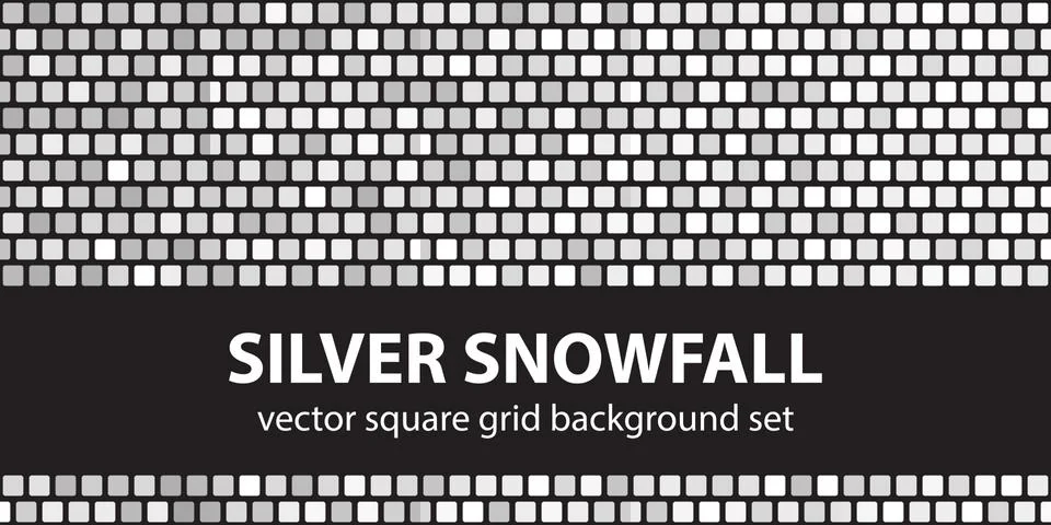 Square pattern set Silver Snowfall. Vector seamless tile backgrounds Illustrazione stock