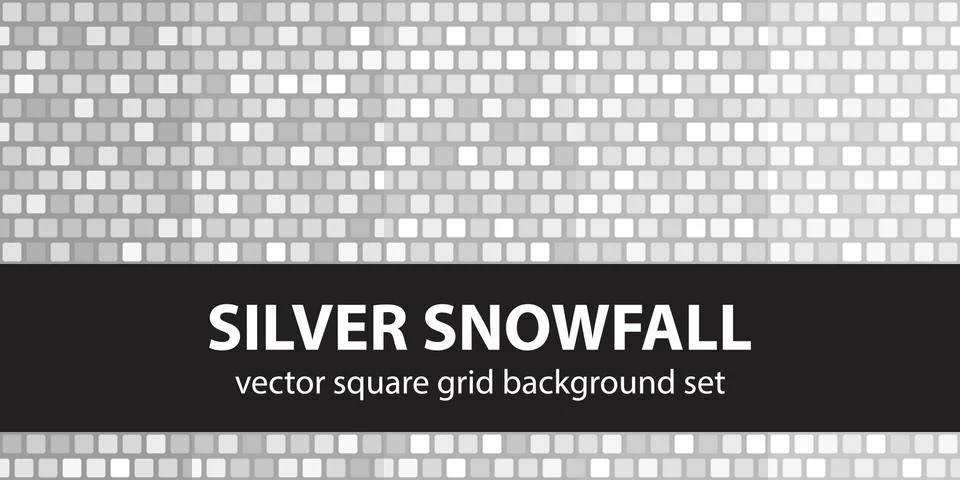 Square pattern set Silver Snowfall. Vector seamless tile backgrounds Stock Illustration