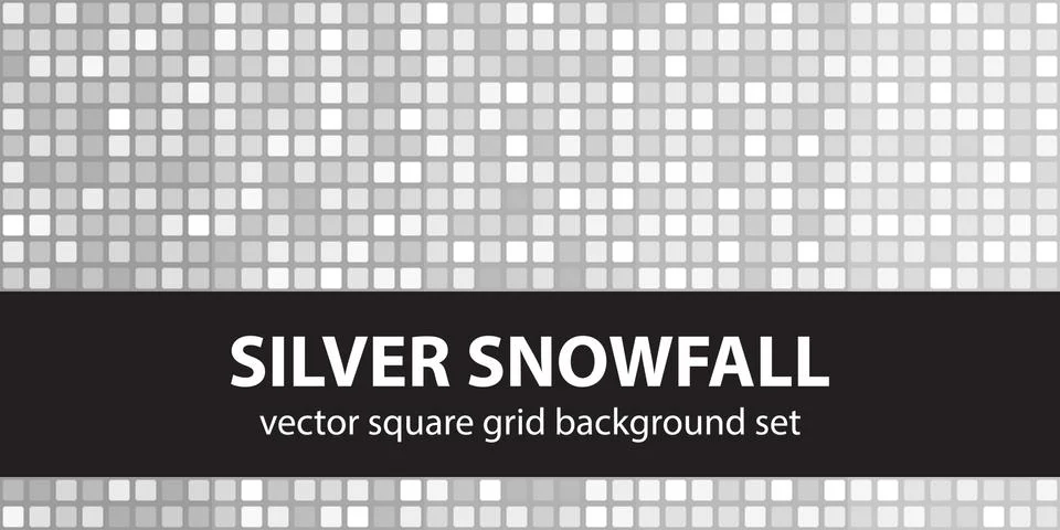 Square pattern set Silver Snowfall. Vector seamless tile backgrounds 스톡 일러스트