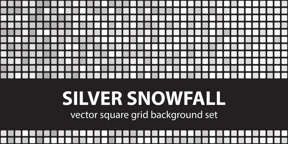 Square pattern set Silver Snowfall. Vector seamless tile backgrounds Stock Illustration