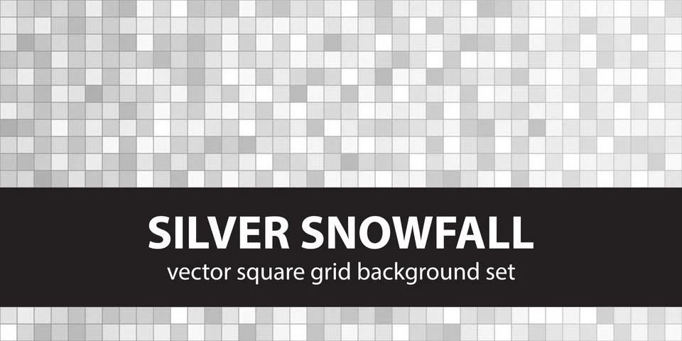 Square pattern set Silver Snowfall. Vector seamless geometric ba Stock Illustration