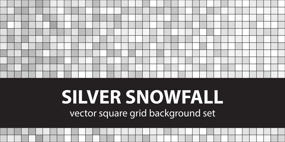 Square pattern set Silver Snowfall. Vector seamless geometric backgrounds Stock Illustration