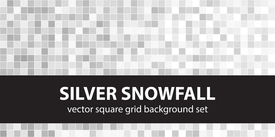 Square pattern set Silver Snowfall. Vector seamless geometric backgrounds Stock Illustration