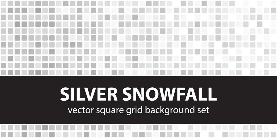 Square pattern set Silver Snowfall. Vector seamless tile backgrou Illustrazione stock